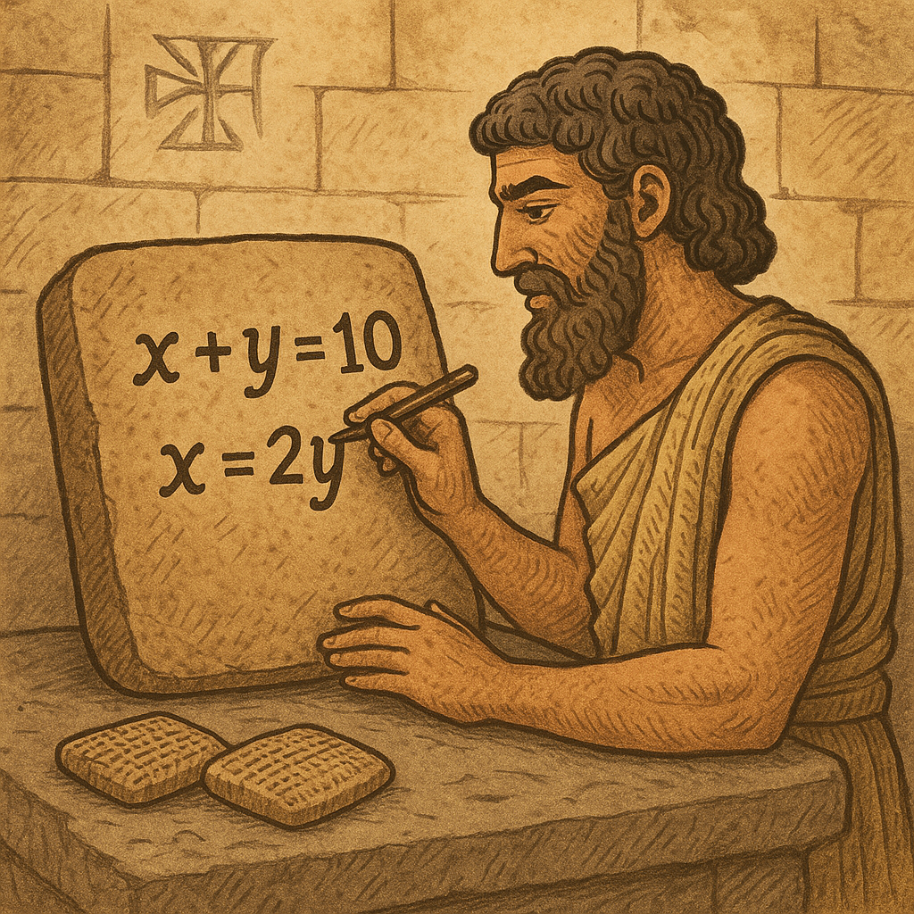 Babylonian Math Problem Examples Math illustration showing ancient Babylonian mathematics
