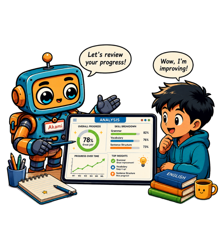 Gradebook and learning insights for students on Akademi